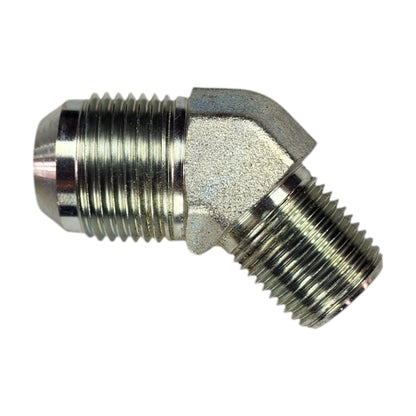 Male JIC 3/4" to Male NPT 1/2" 45 Degree Hydraulic Fitting