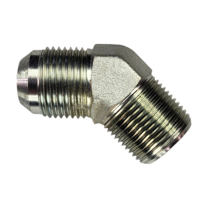 Male JIC 3/4" to Male NPT 3/4" 45 Degree Hydraulic Fitting