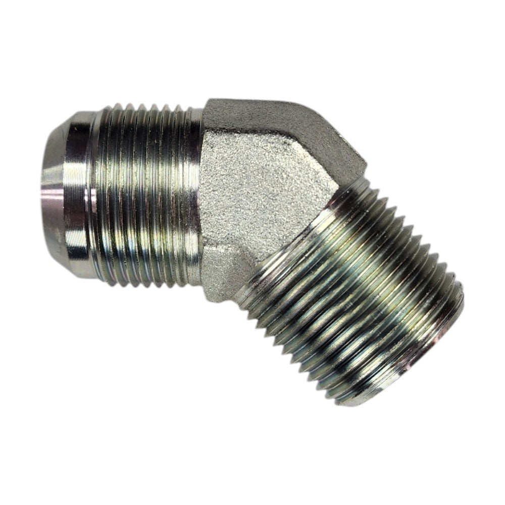 Male JIC 1" to Male NPT 1" 45 Degree Hydraulic Fitting