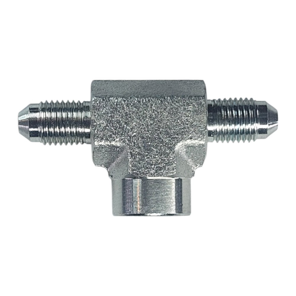 Male JIC 1/4" to Male JIC 1/4" to Female NPT 1/4" Tee Hydraulic Fitting