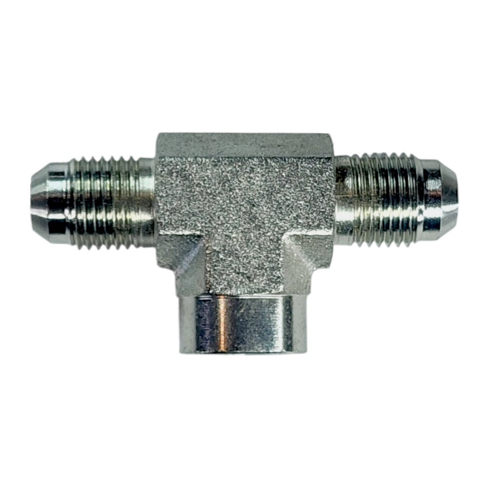 Male JIC 3/8" to Male JIC 3/8" to Female NPT 1/4" Tee Hydraulic Fitting