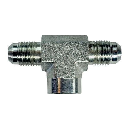 Male JIC 3/8" to Male JIC 3/8" to Female NPT 1/4" Tee Hydraulic Fitting
