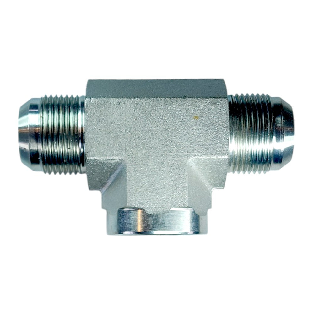 Male JIC 1" to Male JIC 1" to Female NPT 1" Tee Hydraulic Fitting