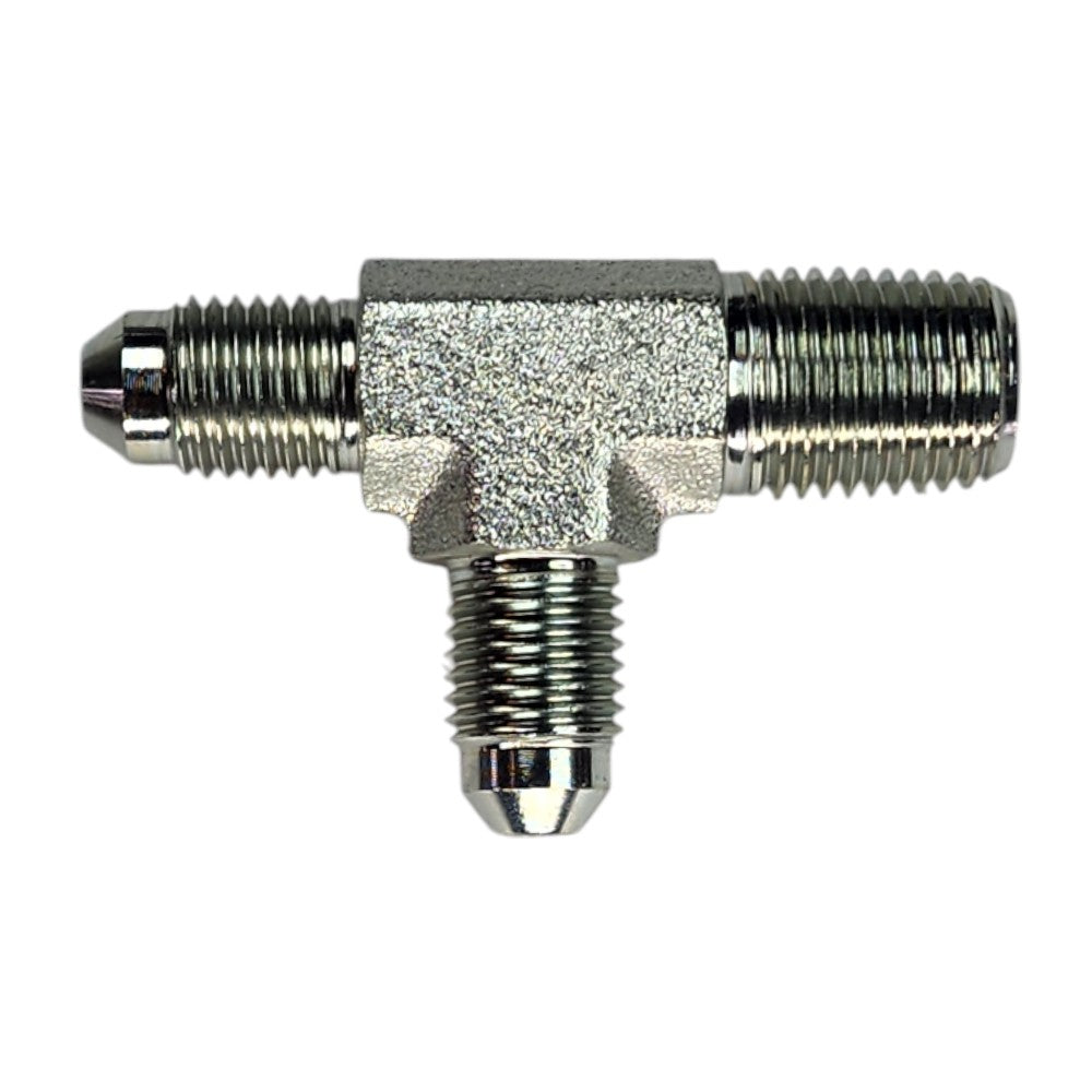 Male JIC 1/4" to Male NPT 1/4" to Male JIC 1/4" Tee Hydraulic Fitting