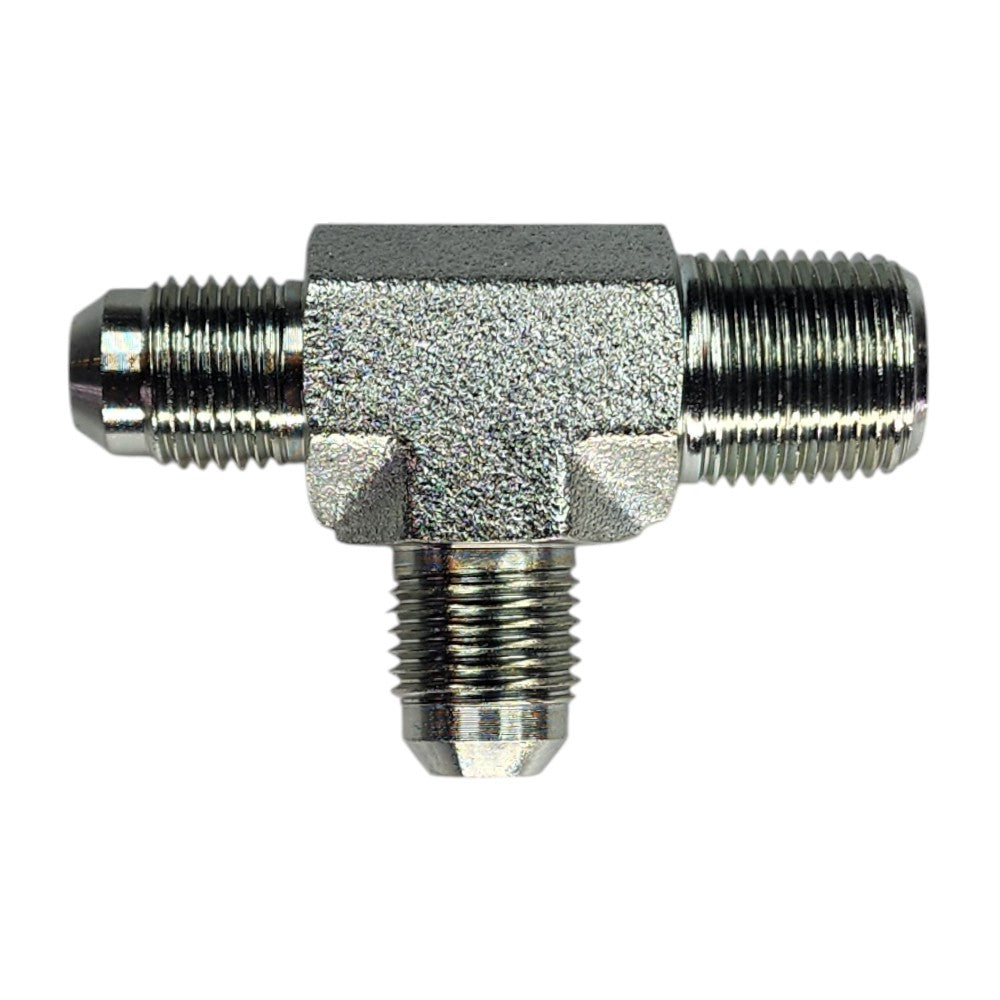 Male JIC 3/8" to Male NPT 3/8" to Male JIC 3/8" Tee Hydraulic Fitting