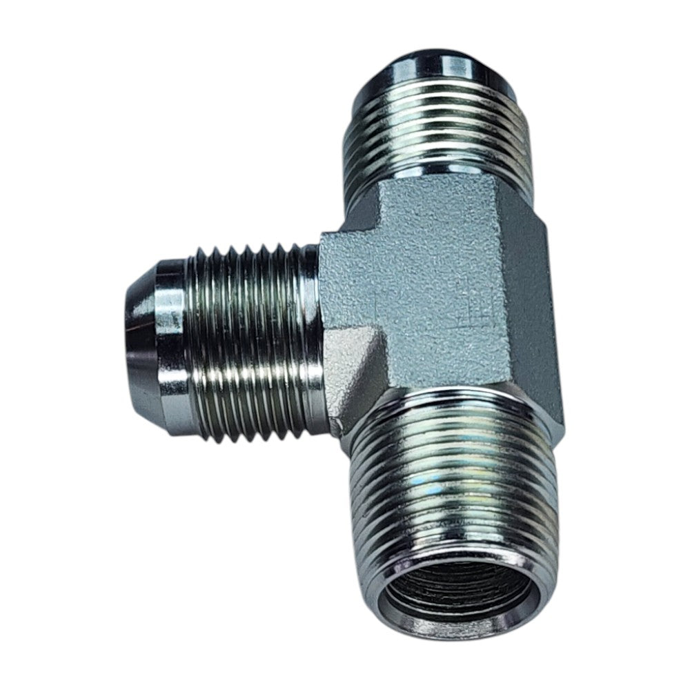 Male JIC to Male NPT to Male JIC Tee View C