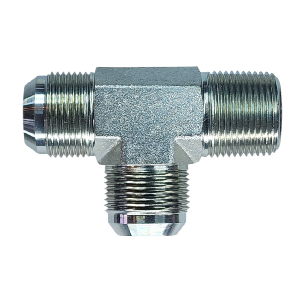 Male JIC 1" to Male NPT 1" to Male JIC 1" Tee Hydraulic Fitting
