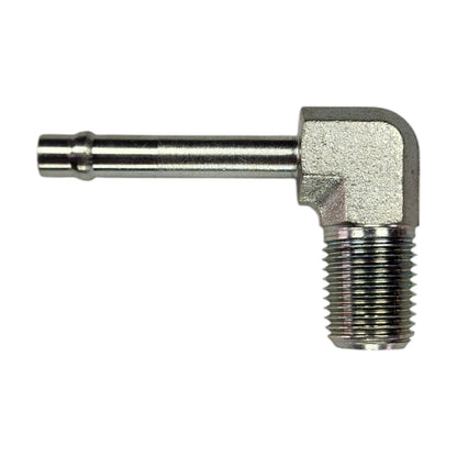 Hose Barb 1/4" to Male NPT 1/4" 90 Degree Elbow Hydraulic Fitting