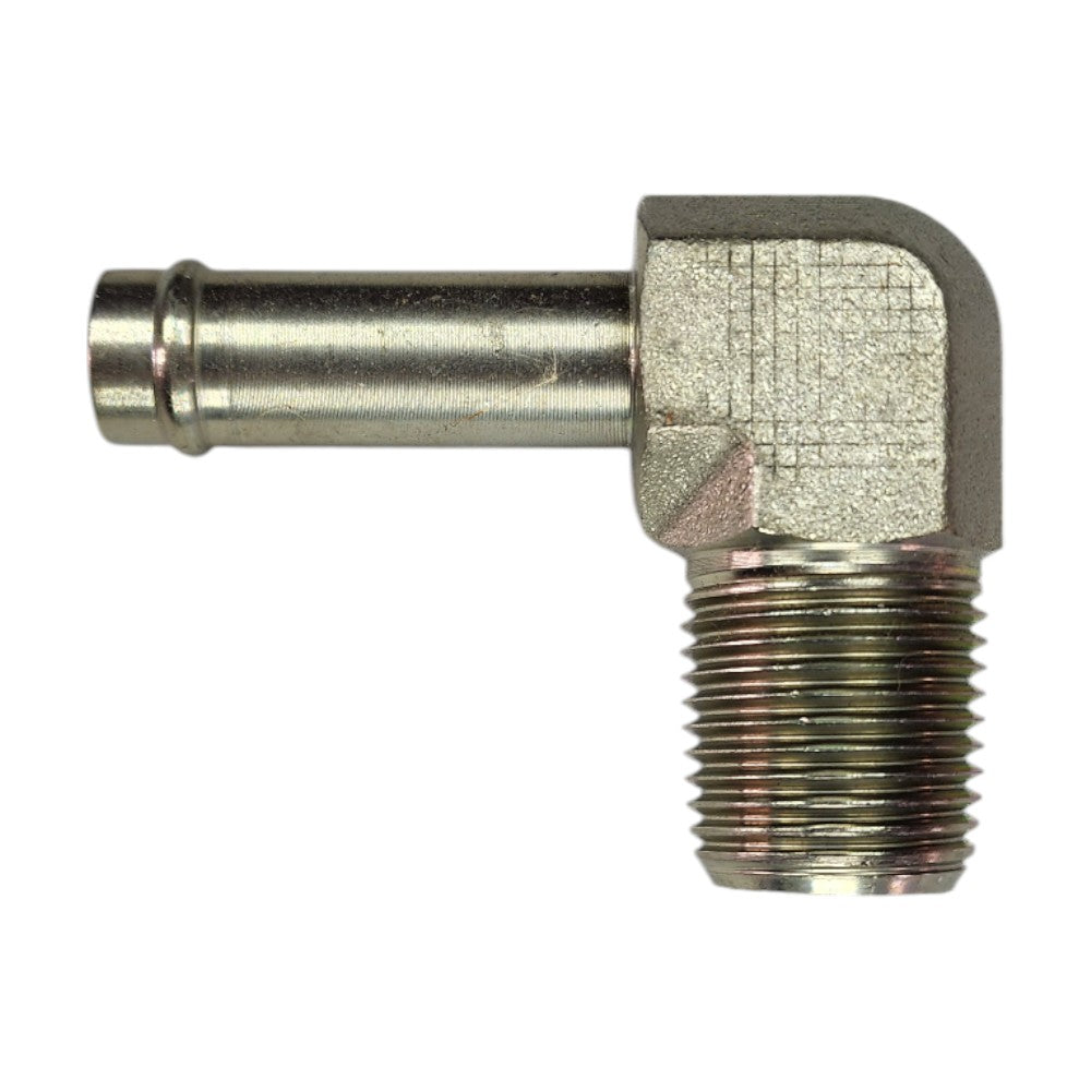 Hose Barb 1/2" to Male NPT 1/2" 90 Degree Elbow Hydraulic Fitting
