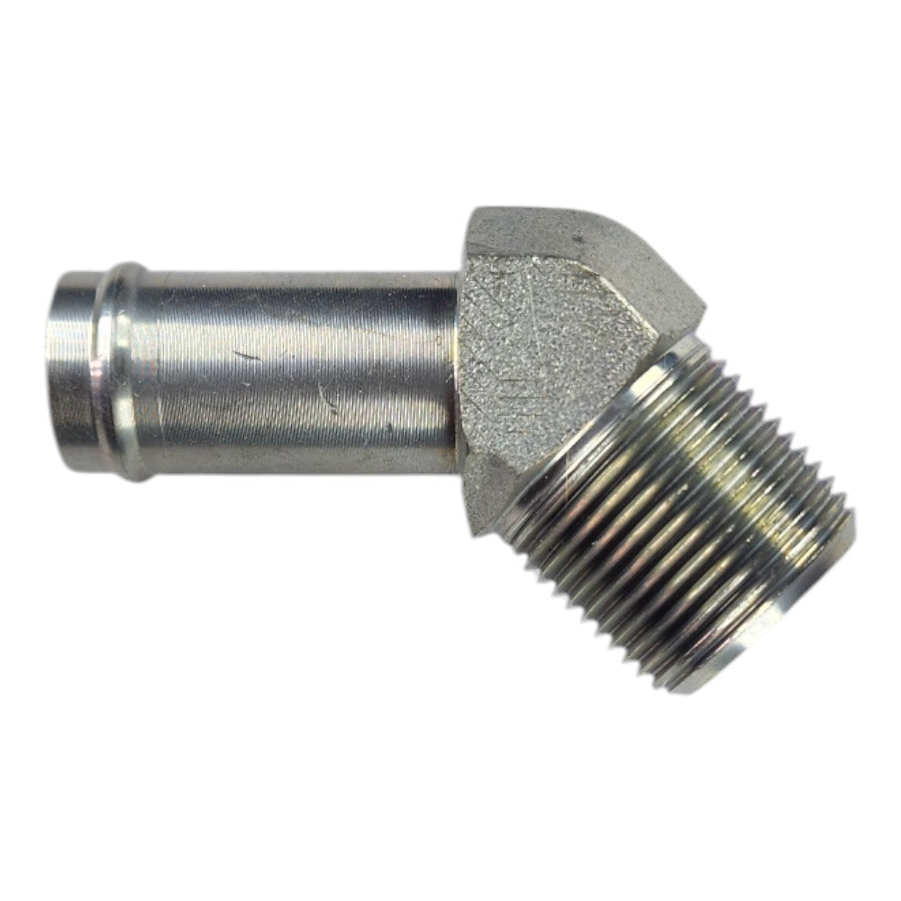 Male Barb 3/4" to Male NPT 3/4" 45 Degree Hydraulic Fitting