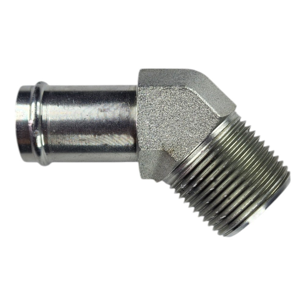 Male Barb 1" to Male NPT 1" 45 Degree Hydraulic Fitting
