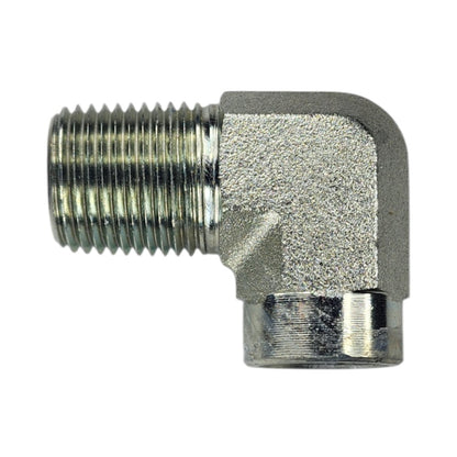 Male NPT 1/2" to Female NPT 3/8" 90 Degree Elbow Hydraulic Fitting