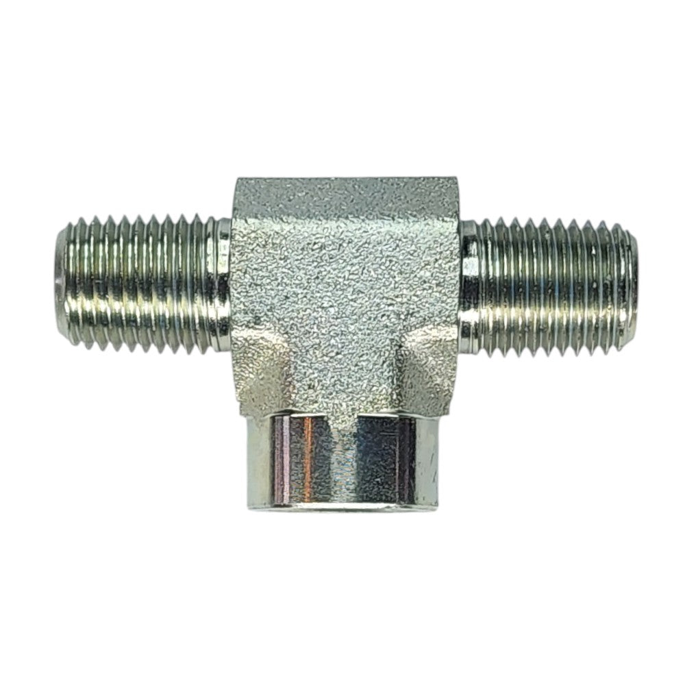 Male NPT 1/4" to Male NPT 1/4" to Female NPT 1/4" Tee Hydraulic Fitting