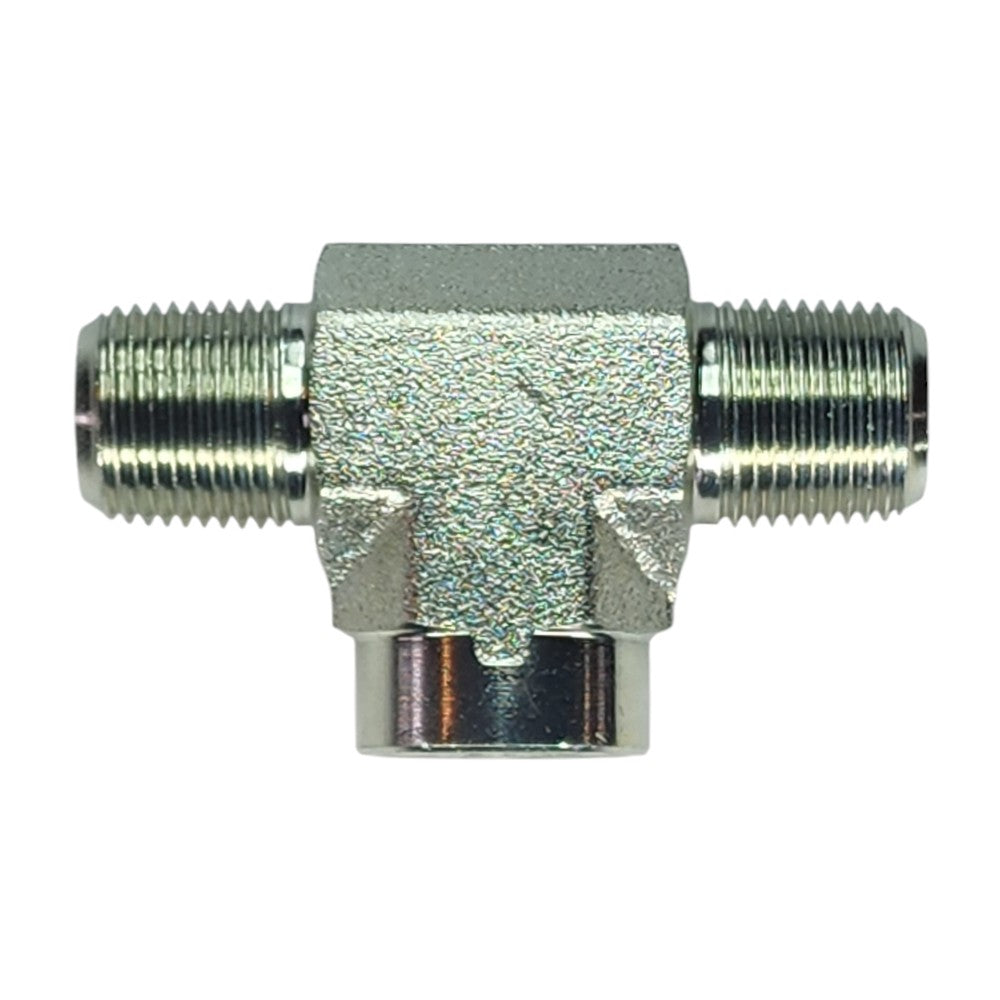 Male NPT 3/8" to Male NPT 3/8" to Female NPT 3/8" Tee Hydraulic Fitting