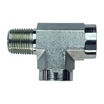 Male NPT 1/2" to Female NPT 1/2" to Female NPT 1/2" Tee Hydraulic Fitting