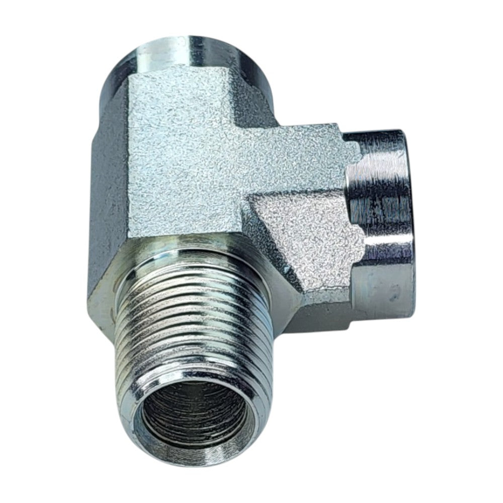 Male NPT to Female NPT to Female NPT Tee Hydraulic Fitting View B