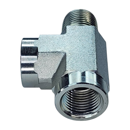 Male NPT to Female NPT to Female NPT Tee Hydraulic Fitting View C