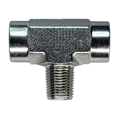 Female NPT 1/8" to Female NPT 1/8" to Male NPT 1/8" Tee Hydraulic Fitting