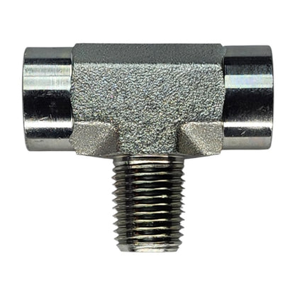 Female NPT 1/4" to Female NPT 1/4" to Male NPT 1/4" Tee Hydraulic Fitting