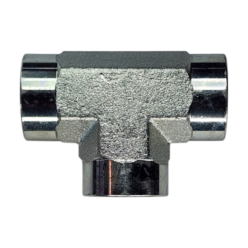 Female NPT 3/8" to Female NPT 3/8" to Female NPT 3/8" Tee Hydraulic Fitting