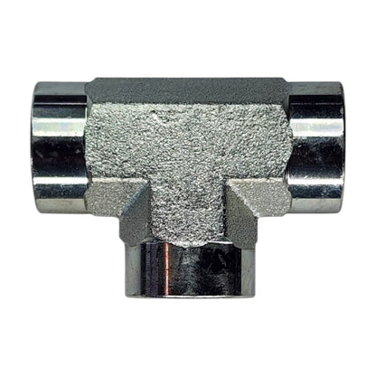 Female NPT 3/8" to Female NPT 3/8" to Female NPT 3/8" Tee Hydraulic Fitting