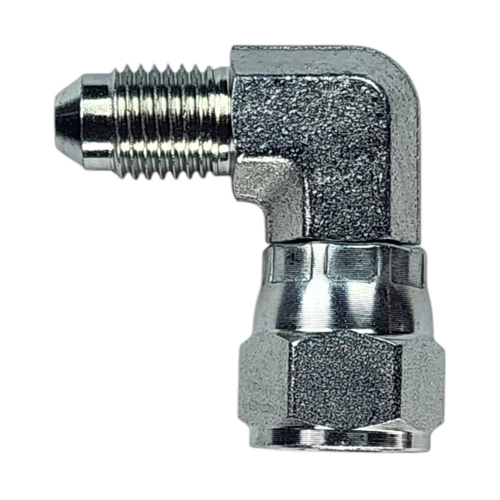 Male JIC 37 1/4" to Female JIC Swivel 3/8" 90 Deg Elbow Hydraulic Fitting