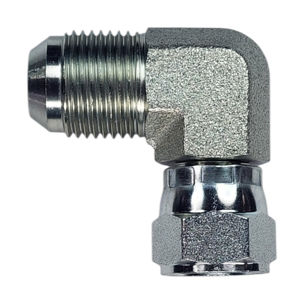 Male JIC 37 5/8" to Female JIC Swivel 1/2" 90 Deg Elbow Hydraulic Fitting