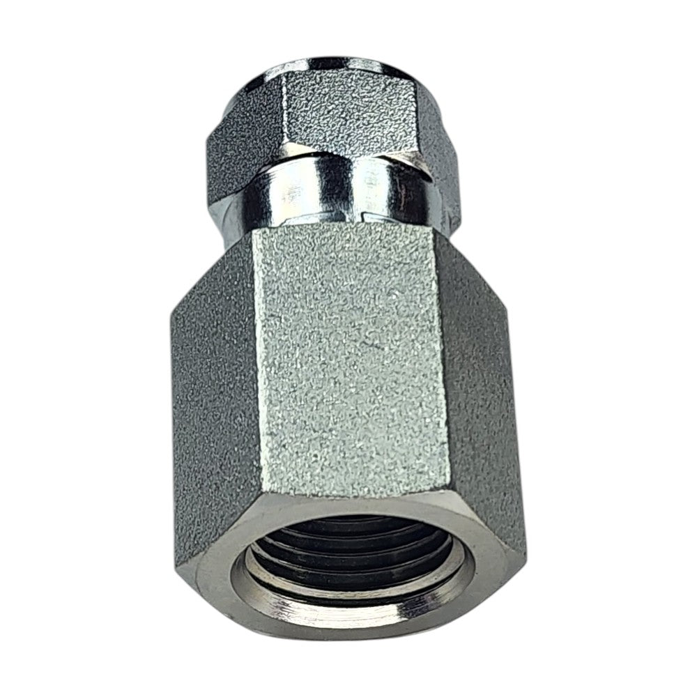 Female NPT to Female JIC Swivel Straight Fitting View B