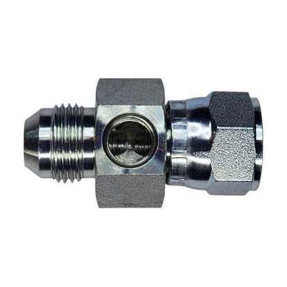 JIC Male 1/2" to JIC Female Swivel 1/2" to O-Ring Boss Female 1/4" Gauge Port Hydraulic Fitting