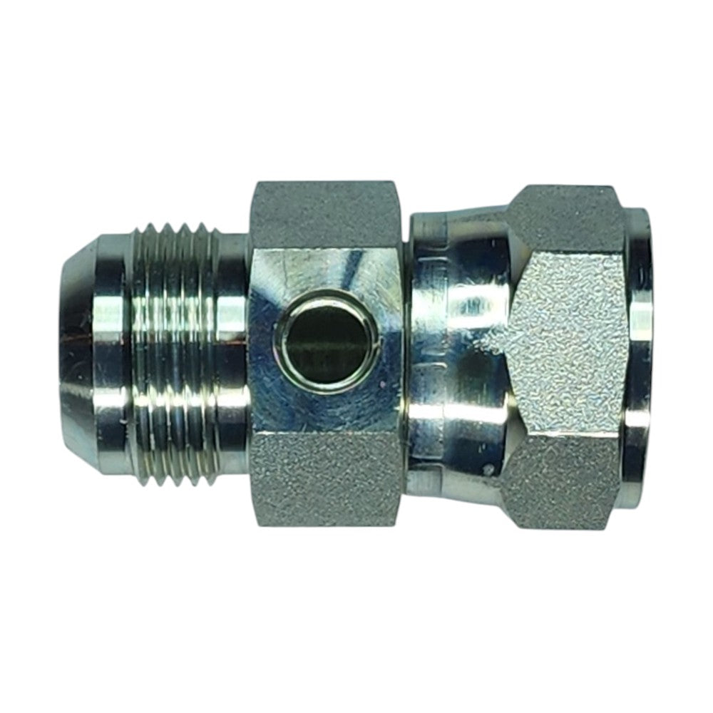 JIC Male 1" to JIC Female Swivel 1" to O-Ring Boss Female 1/4" Gauge Port Hydraulic Fitting