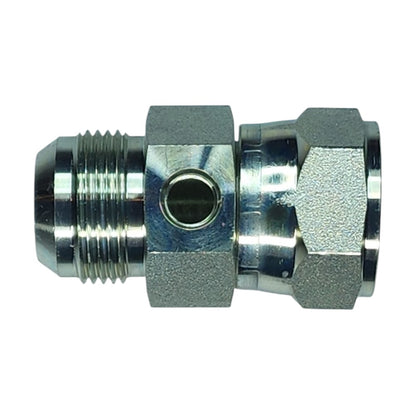 JIC Male 1" to JIC Female Swivel 1" to O-Ring Boss Female 1/4" Gauge Port Hydraulic Fitting