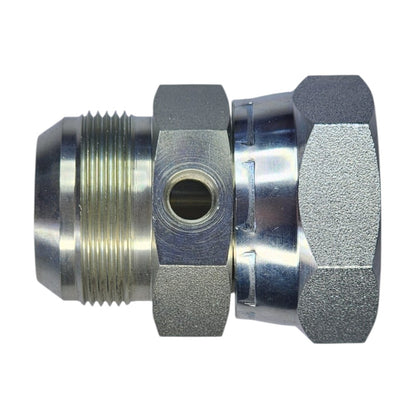 JIC Male 1 1/2" to JIC Female Swivel 1 1/2" to O-Ring Boss Female 1/4" Gauge Port Hydraulic Fitting
