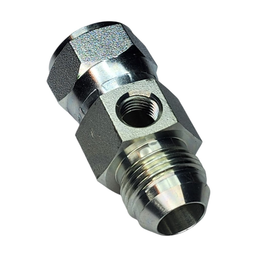 JIC Male to JIC Female Swivel to NPT Female Gauge Port Hydraulic Fitting View B