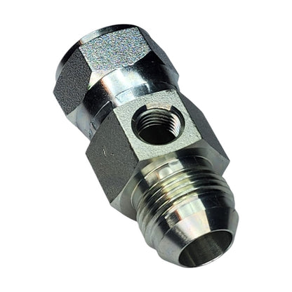 JIC Male to JIC Female Swivel to NPT Female Gauge Port Hydraulic Fitting View B