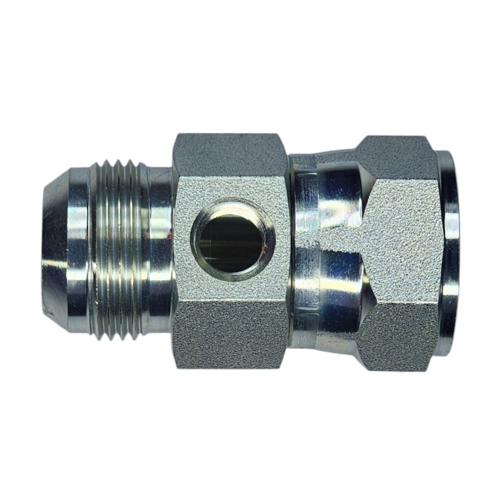 JIC Male 1" to JIC Female Swivel 1" to NPT Female 1/4" Gauge Port Hydraulic Fitting