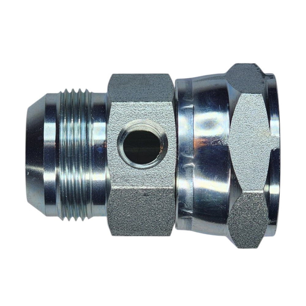 JIC Male 1 1/4" to JIC Female Swivel 1 1/4" to NPT Female 1/4" Gauge Port Hydraulic Fitting
