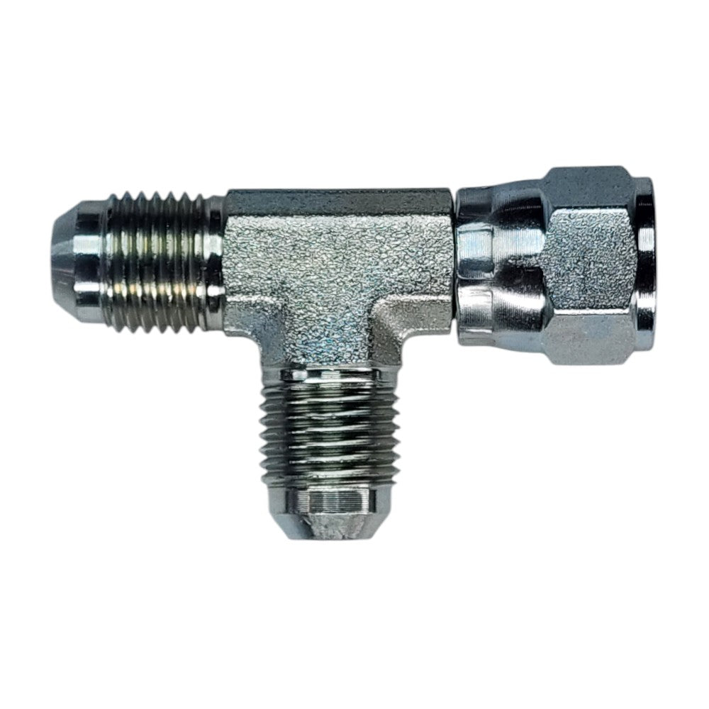 Male JIC 3/8" to Female JIC Swivel 3/8" to Male JIC 3/8" Tee Hydraulic Fitting 