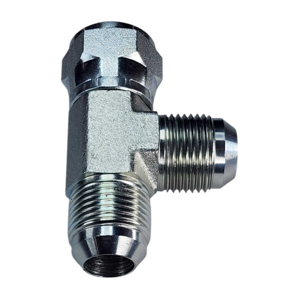 Male JIC to Female JIC Swivel to Male JIC Tee Hydraulic Fitting View B