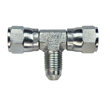 Female JIC Swivel 1/4" to Female JIC Swivel 1/4" to Male JIC 1/4" Tee Hydraulic Fitting
