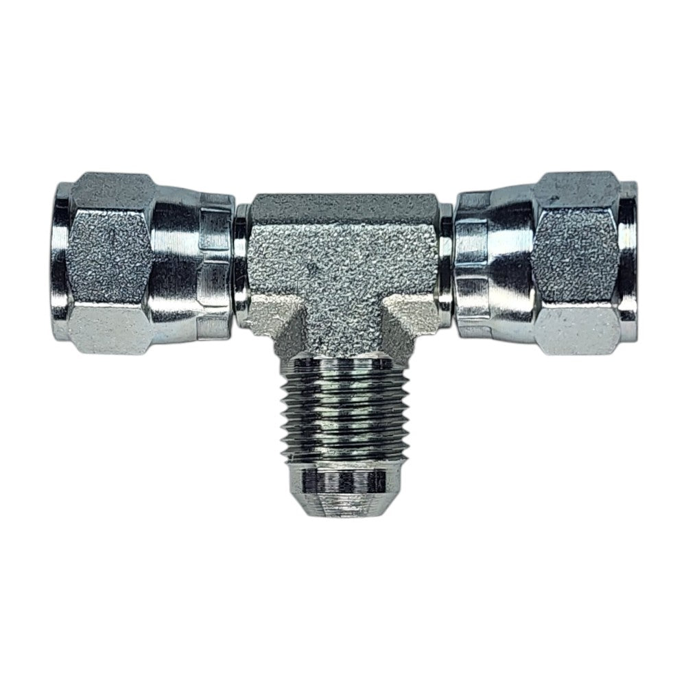 Female JIC Swivel 3/8" to Female JIC Swivel 3/8" to Male JIC 3/8" Tee Hydraulic Fitting