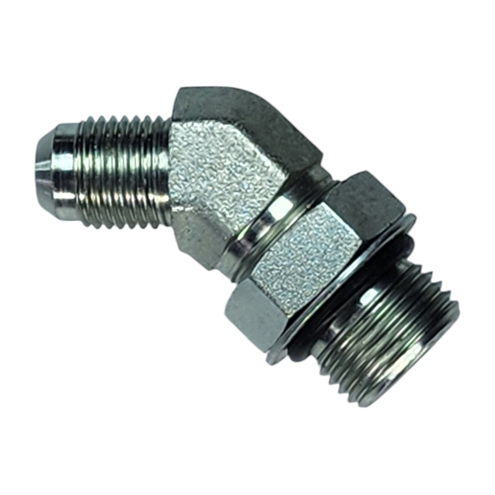 Male JIC 3/8" to Male O-Ring Boss 1/2" 45 Degree Hydraulic Fitting