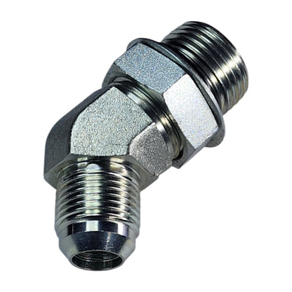 Male JIC to Male O-Ring Boss 45 Degree Hydraulic Fitting View B