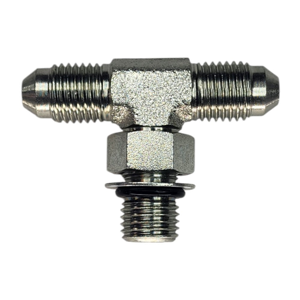 Male JIC 1/4" to Male JIC 1/4" to Male O-Ring Boss 1/4" Tee Hydraulic Fitting