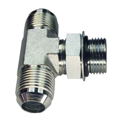 Male JIC to Male JIC to Male O-Ring Boss Tee View B