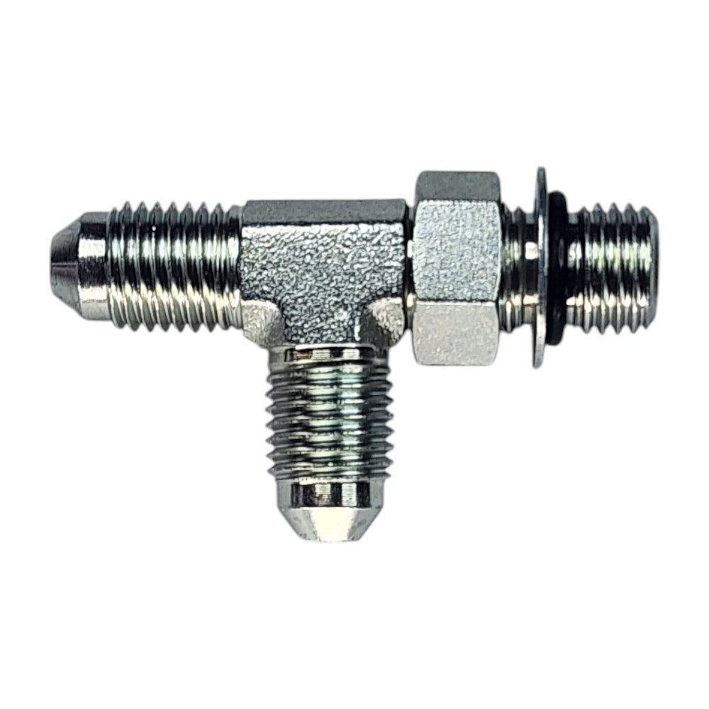 Male JIC 1/4" to Male O-Ring Boss 1/4" to Male JIC 1/4" Tee Hydraulic Fitting