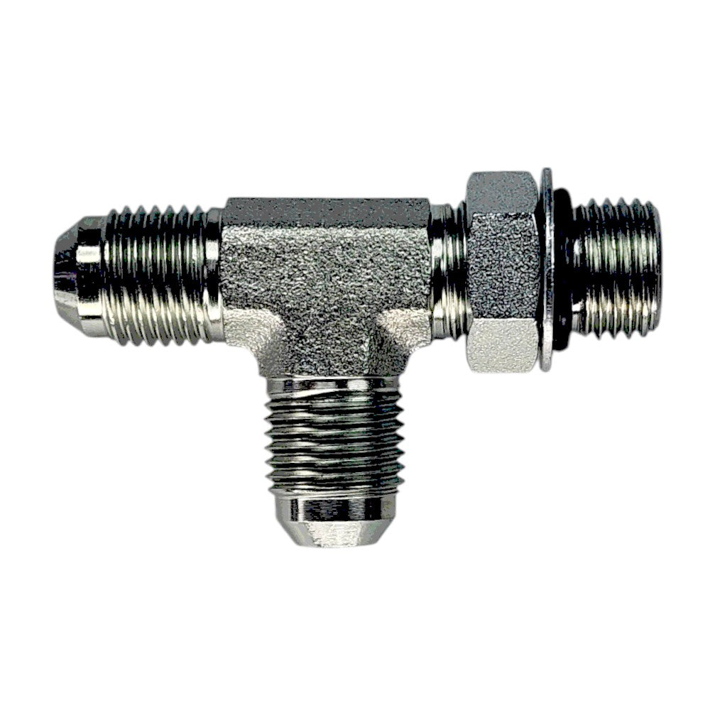 Male JIC 3/8" to Male O-Ring Boss 3/8" to Male JIC 3/8" Tee Hydraulic Fitting