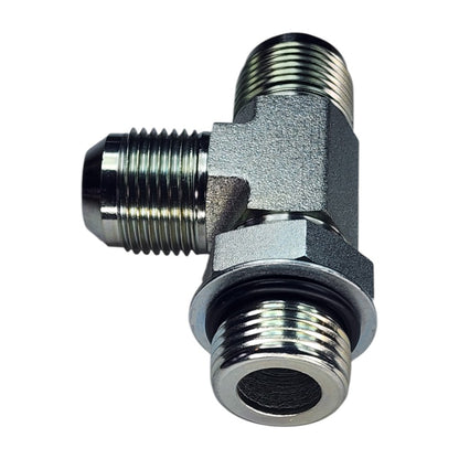 Male JIC to Male O-Ring Boss to Male JIC Tee View C
