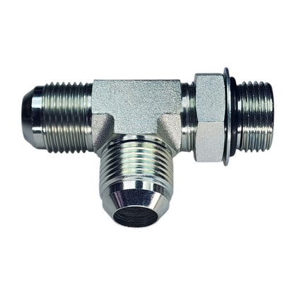 Male JIC to Male O-Ring Boss to Male JIC Tee View D