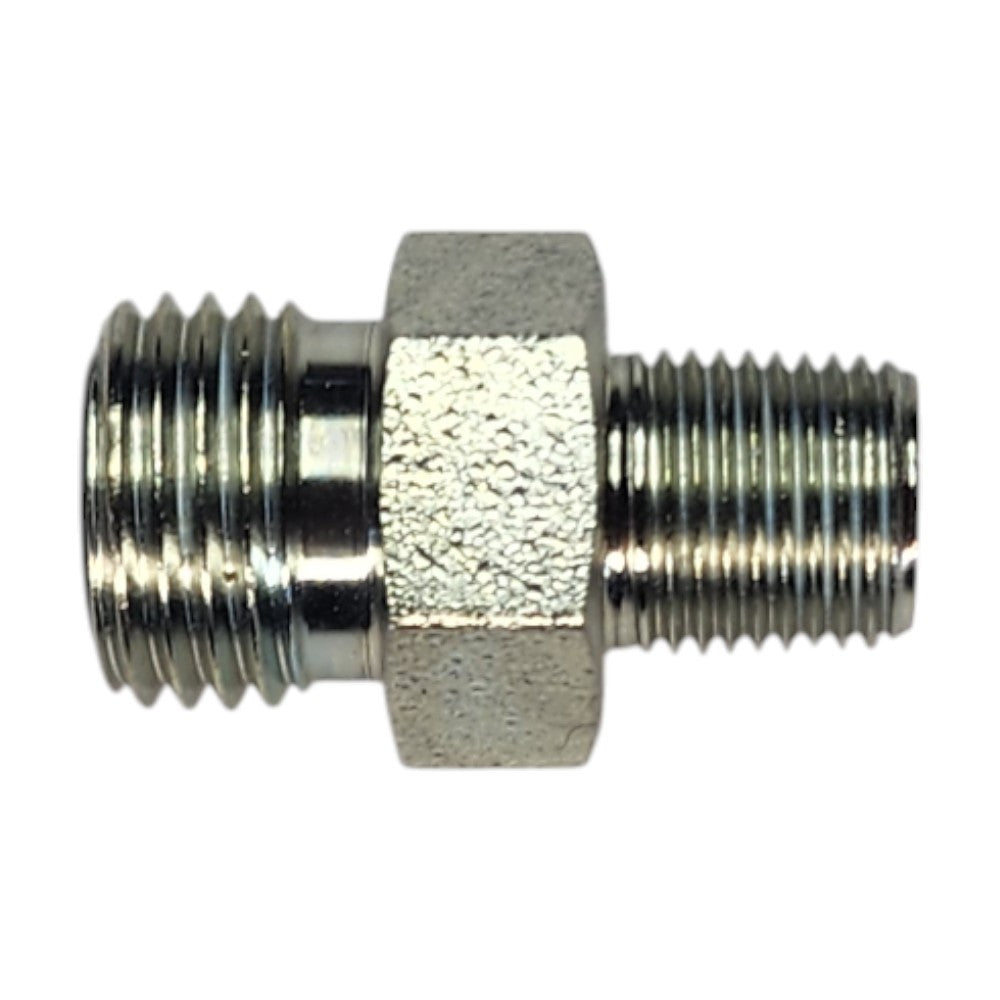 Male O-Ring Face Seal 1/4" to Male NPT 1/8" Straight Hydraulic Fitting