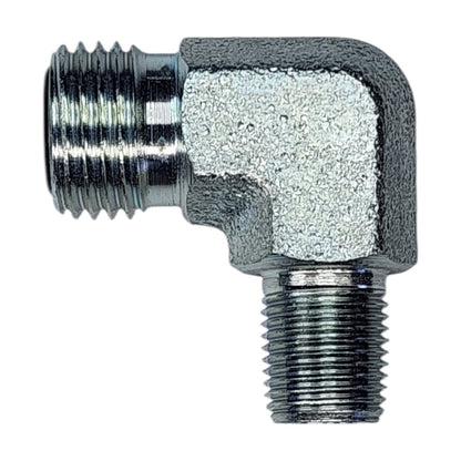 Male O-Ring Face Seal 1/4" to Male NPT  1/8" 90 Deg Elbow Hydraulic Fitting